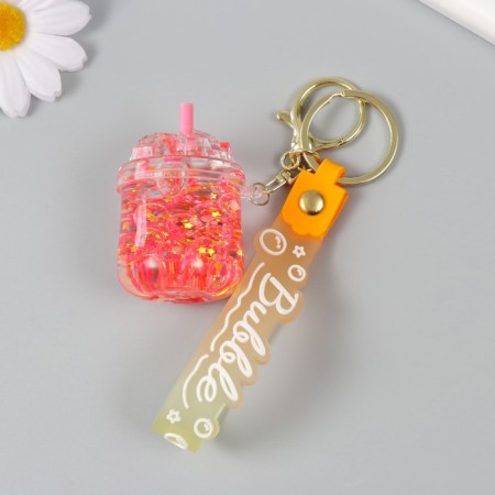 Trick rubber with carbine, strap "glass of lemonade" Water with glitter 4x6x6 cm-2