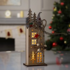 Светодиодная фигура «Фабрика подарков» 7.5 × 22 × 5 см, дерево, батарейки LR1130х3, свечение тёплое белое