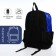 Youth backpack from textiles, 6 pockets, white/blue color