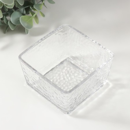Glass of Glass for 1 candle "crumpled square" transparent 9x9x5.5 cm-3