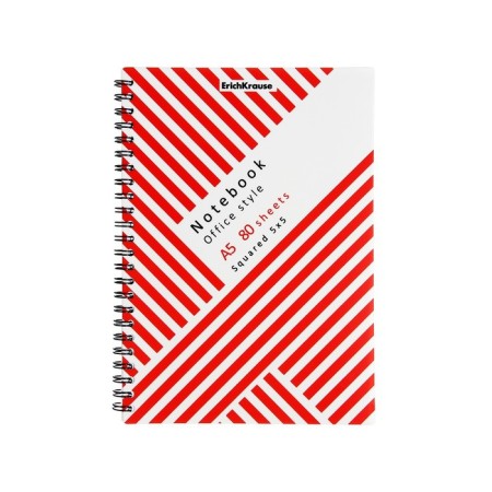Notepad A5, 80 sheets in a cage on a spiral, Erichkrause Red Concept, plastic cover