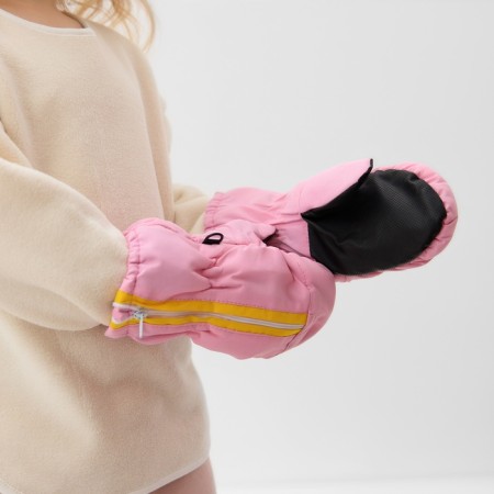 Mittens of winter children's minku, central pink, river 16-17 (20 cm)-1