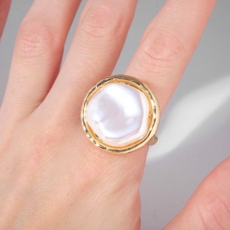 Ring "mother -in -law" circle, white color in gold, dimensionless-2