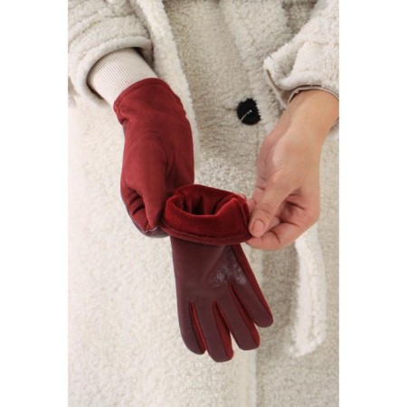 Gloves are female, dimensionless, without insulation, burgundy color-2