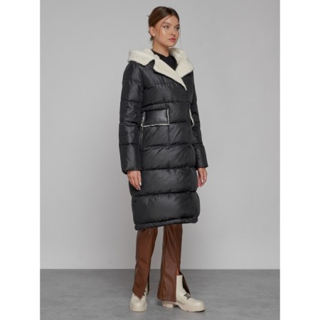Coat insulated winter female, size 48, black color-2