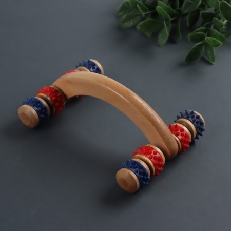 Wooden massage, 15 × 10.5 × 5 cm, 8 wheels, color mix-2