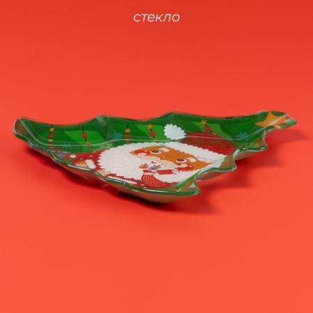 Soldier glass dish "Christmas tree. Santa Claus with gifts ", 24.5 × 24.7 × 2 cm-1