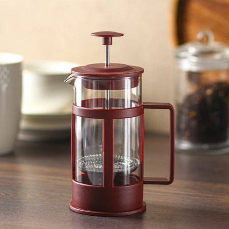 Know -hand jacket kettle - press "Classic", 350 ml, glass, brown color