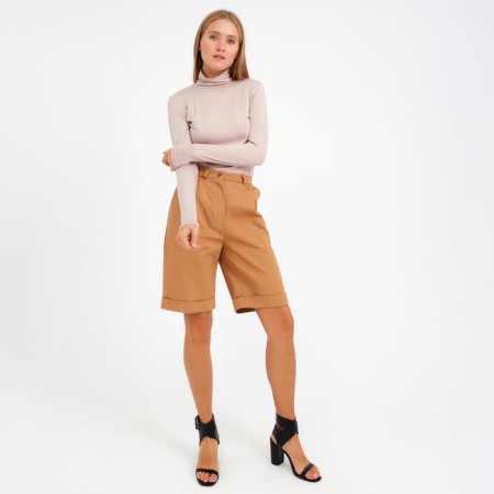Women's turtleneck Minaku: Basic Line, beige color, size 44-5