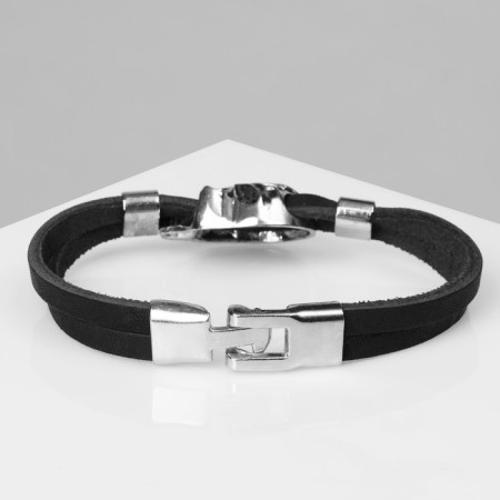 Male bracelet "poison", black color with silver, 22 cm-2