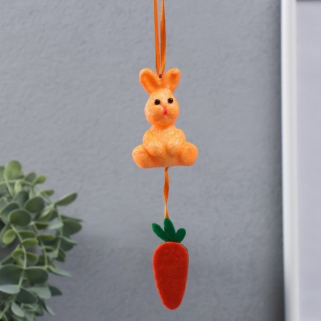 Decor Suspension "Rabbit in sparkles with carrots" 4x3.5x13.5 cm