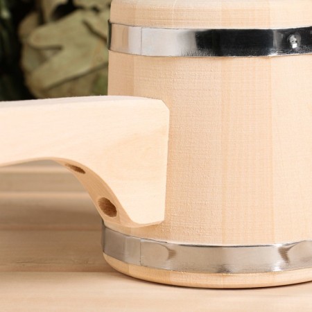 Banch for a bath of linden "Emelya", 0.5l, 54 cm, stainless insert, with a long handle-2