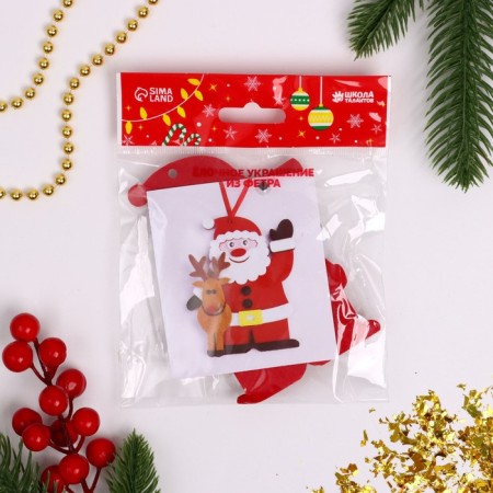 Set for creativity - create a Christmas tree decoration from the felt "Santa Claus with a deer"-3