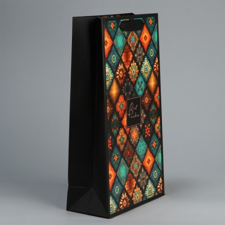 Gift package for two bottles, packaging, "Best Wishes", 35 x 20 x 9 cm-3