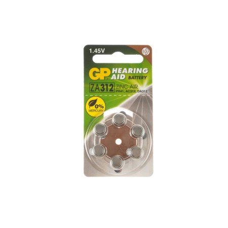 Battery of Zinc GP, ZA312 (PR41) -6BL, for hearing aids, 1.4V, blister, 6 pcs.