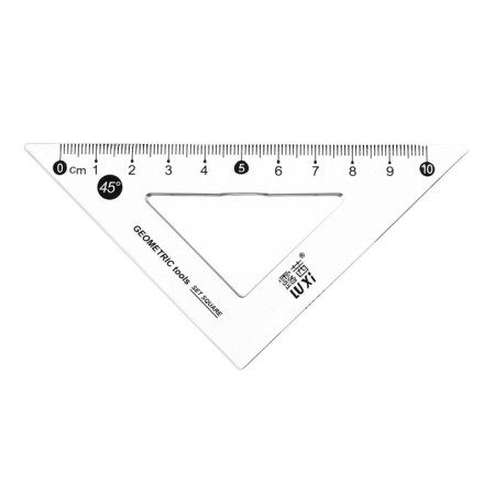 The geometric "cat" set (ruler, transporter, 2 squares) in the pencil case, mix-9