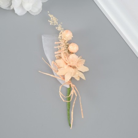 Decorative bouquet "Chrysanthemum" with brilliance, 5x9 cm, peach