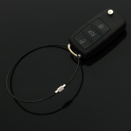 TORSO keychain, steel cable, 25 cm, black