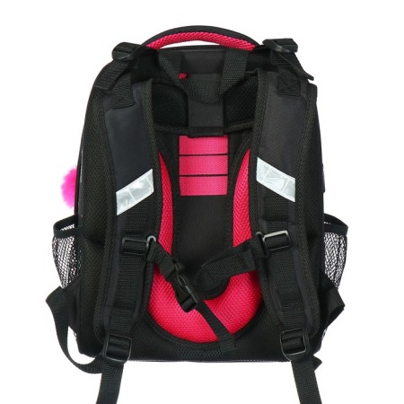School backpack 38 x 30 x 16 cm, ergonomic back, Stavia "Neon", black-4