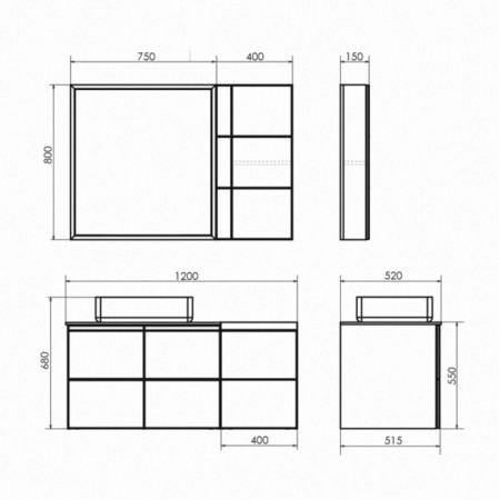 Square Comforty "Tallinn-40" white matt/natural oak-2