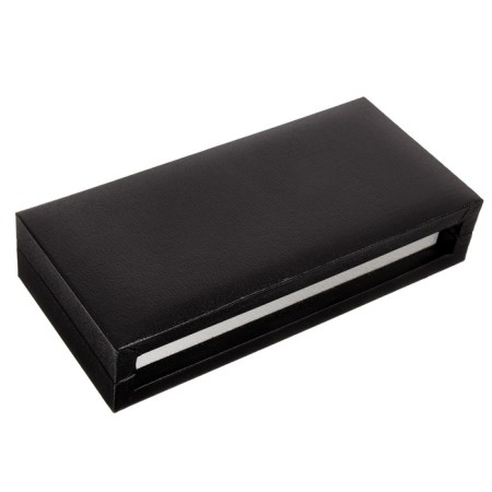 Gift handle, ballpoint "line", in the leatherette case, black/silver case-2
