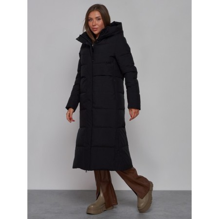 Coat insulated winter female, size 44, black color-1