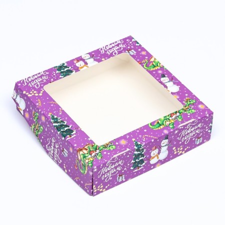 Folding box with the window "Snowman", 15 x 15 x 4 cm-2