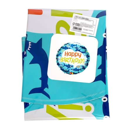Foil ball 18 "Happy Birthday! Shark"-1