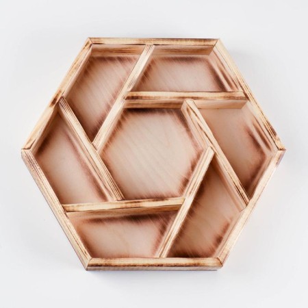 Wooden box "hexagon" with partitions 28x24.5x5 cm, color exotic-2