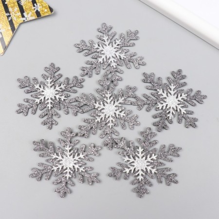 Foamir's blank "Snowflakes" 6 cm, set 6 pcs, silver-2