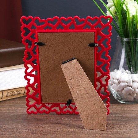 Photo frame plastic 10x15 cm "heart" raspberry 20.8x16 cm-4