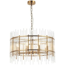 Люстра подвесная Sia 8xE14 40Вт, размер 60x60x46-150 см, цвет бронза
