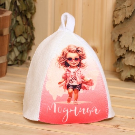 Bath cap with a children's print "Fashionista with a background"