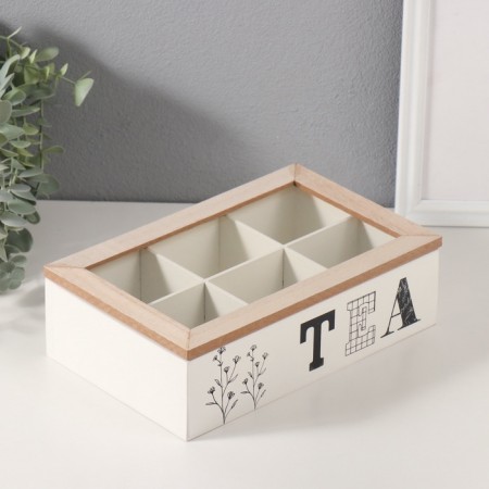 Casket wood 6 divisions "Favorite tea" 23x15x7 cm