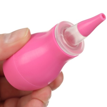 Children's nasal aspirator with 2 replaceable nozzles, in a container, pink color-14