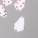 Acryl's work decor "Ghost with hearts" 3.7x2.6x0.2 cm