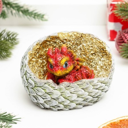 Piggy bank "Dragon in the egg" red, 11.5x10x10cm