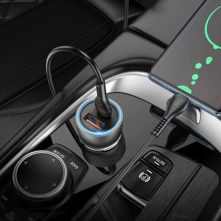 Hoco NZ8, 1 USB, 18 W, 1 Type-C, 25 W, PD + Qc, brown car.-5