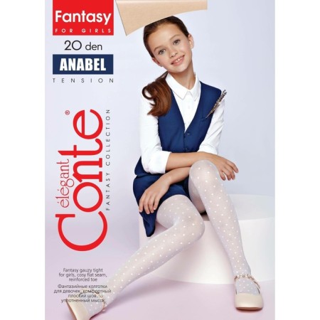 Children's tights with a pattern "hearts" Conte Elegant Anabel, height 104-110 cm, color Bianco-3