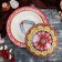 The pancake of Rishtan ceramics "Flowers", 32 cm, red