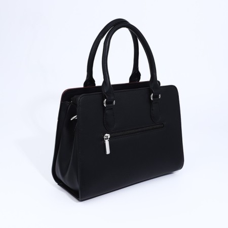 Lightning tout bag, external pocket, long belt, black color-1