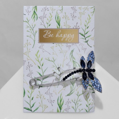 Dragonfly pin 7.5 cm, blue color in silver-5