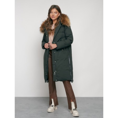Coat insulated winter female, size 46, dark green color-5