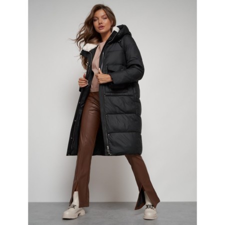 Coat insulated winter female, size 40, black color-17