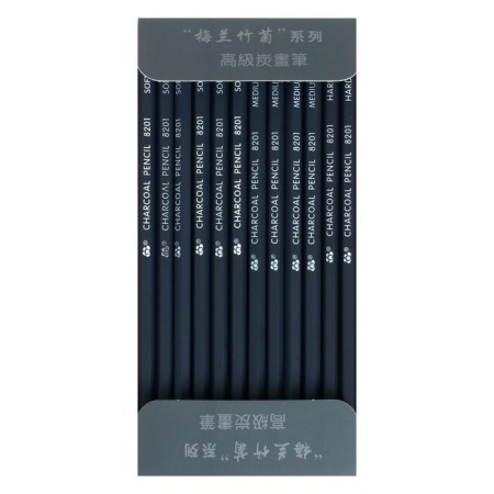 Coal pencils Black 12 pieces in a set (6 rod-soft, 4 derivatives, 2 rnovation)-5