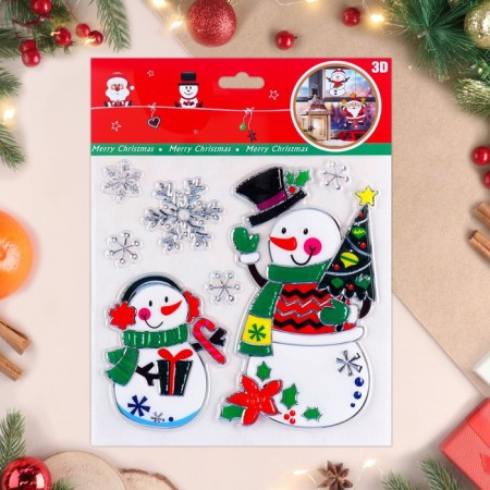 Stickers on the windows "New Year" snowmen, 23 x 20 cm-1
