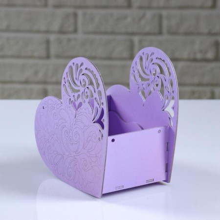 Kashpo wooden "Openland heart", lilac, 18 × 8.6 × 14 cm-1