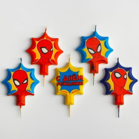 Candle in the cake Set "Happy Birthday" 5 pcs., Spider-Man-2