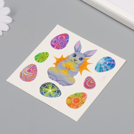Tattoo on the body color "Hare and testicles" 10x10 cm-4