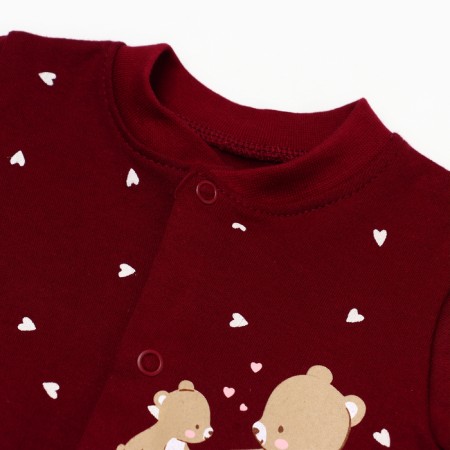 Details for children with closed legs "Bear", burgundy color, height 62-1